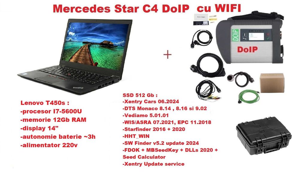 Star C4 DoIP + Lenovo T450s + SSD 512 Xentry 06.2024 DAS Vediamo DTS