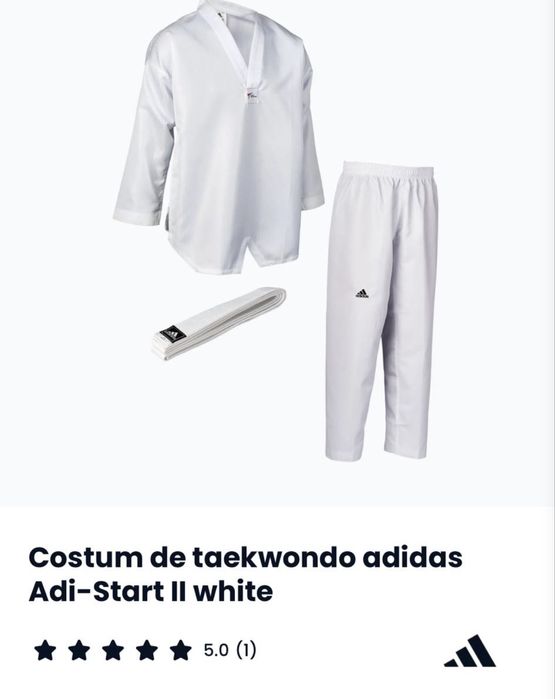 Costum de taekwondo adidas Adi-Start II white si protectii