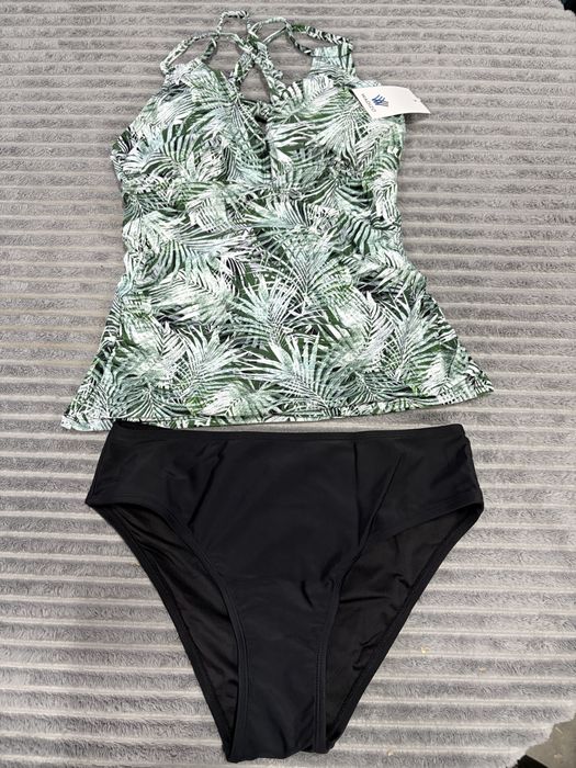 Set tankini damă modelare abdomen Push-Up cu volănașe talie înaltă două piese –