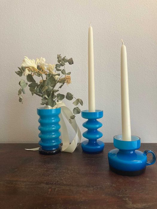 Set 3 vaze rare Friedrich Kristall – design Memphis / modern scandinav, West Germany