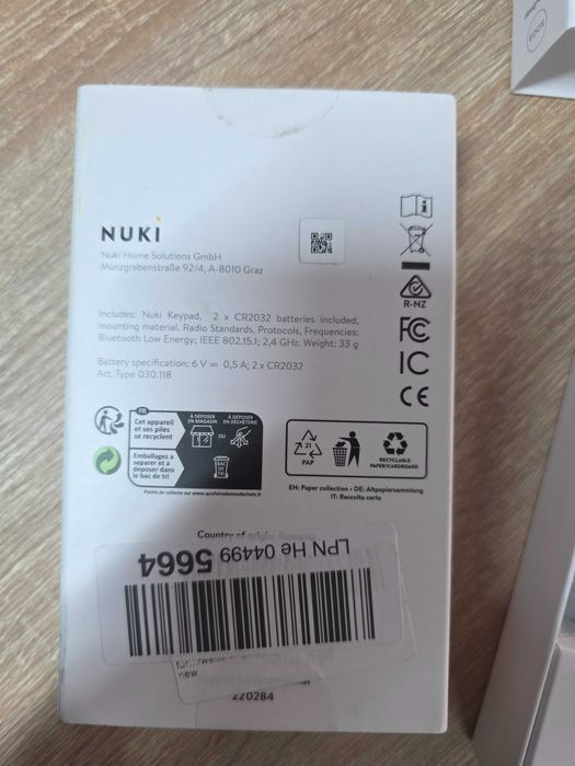 Tastatura inteligenta Nuki Keypad, Bluetooth 5.0, Pentru Nuki Smart Lock, Operare cod de acces