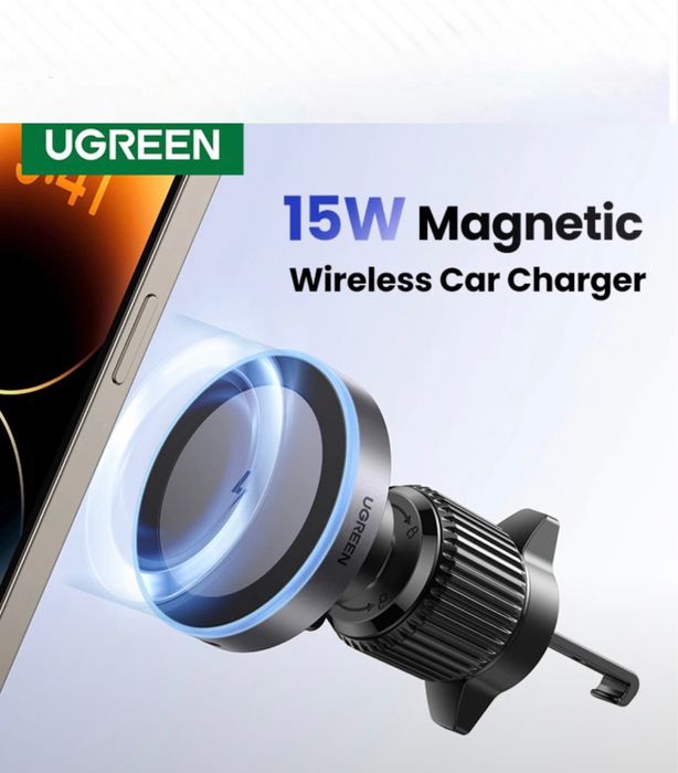 UGREEN MagSafe 15W — магнитный держатель + беспроводная зарядк