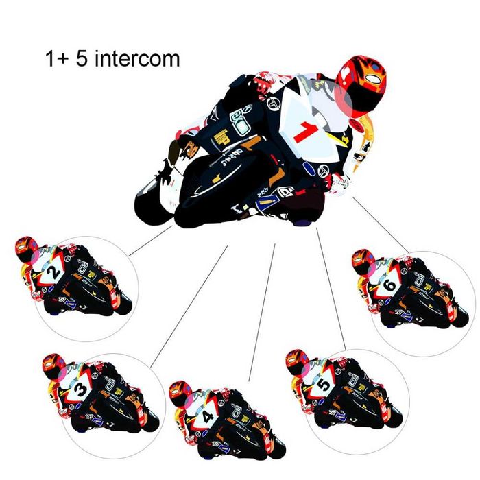Intercom Moto Bluetooth V6 Set 2 Intercomuri  cu Comunicație 6 Rideri