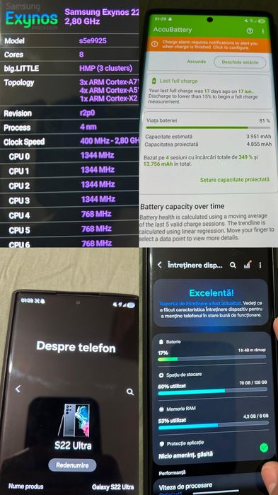 Samsung Galaxy S22 Ultra 128GB 8GB RAM Negru | Original | S Pen | Cutie + Husă