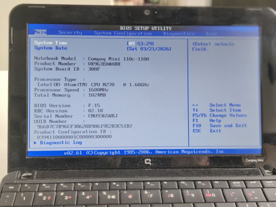 Колекционерски винтидж Мини Лаптоп COMPAQ MINI 110
В пълна