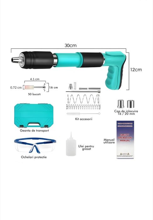 Pistol pneumatic de bătut cuie in beton lemn si metal