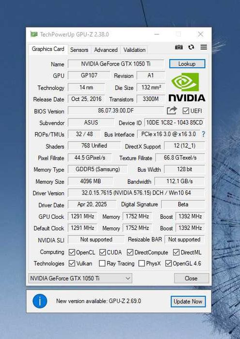 Видеокарта GTX 1050ti