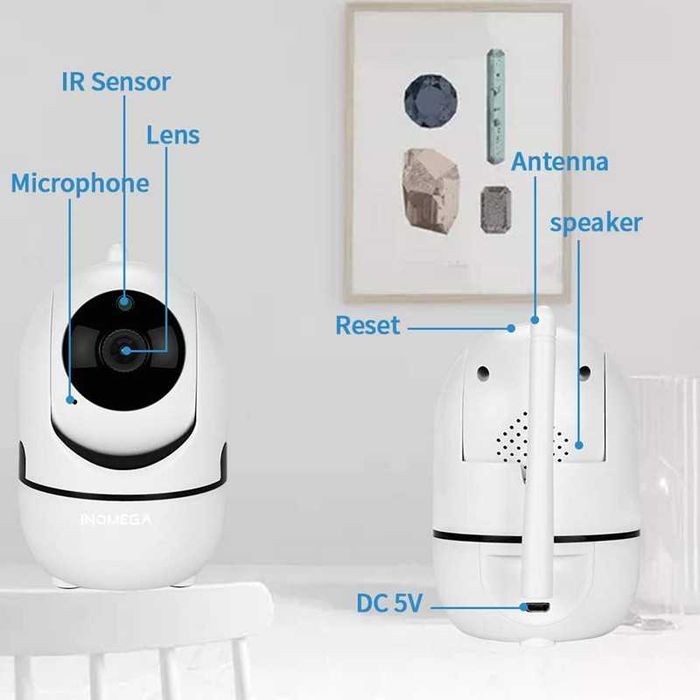 Wifi Смарт камера YCC365+, Бебефон,нощно виждане,сензор движение,звук