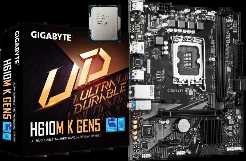 Комплект: Intel Core i5-12400F + Плата Gigabyte Н610 DDR5 PCIe Gen5.0