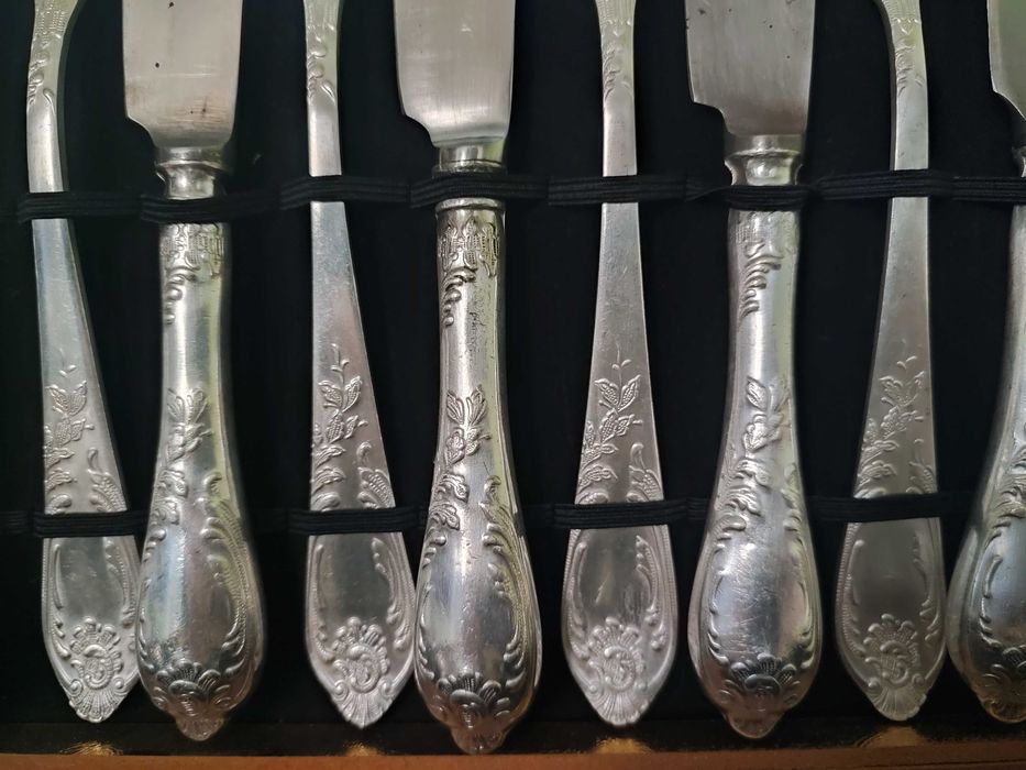 Старинен комплект посребрени прибори за хранене руски МНЦ