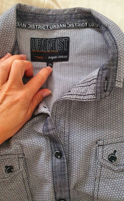 Angelo Litrico C&A L XL cămașă bărbați gri urban district premium denim casual smart  bumbac