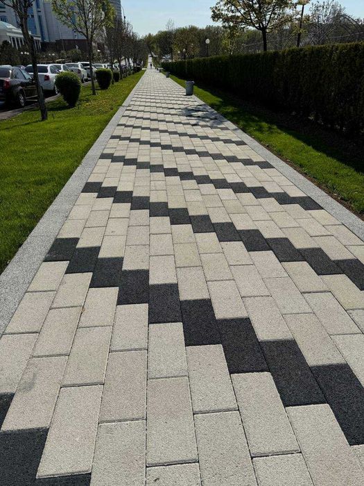 Брусчатка. Тротуарная плитка (прессованная брусчатка) , укладка