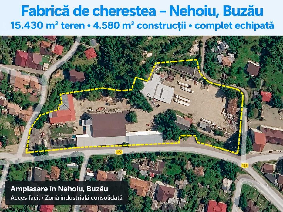 Fabrică de cherestea complet echipată – Nehoiu, Buzău – 15.430 m² teren, 4.580 m² construcții