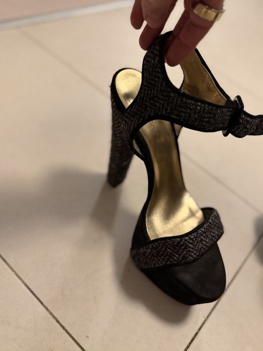 Сандали Ermanno Scervino кожени с вълнен елемент