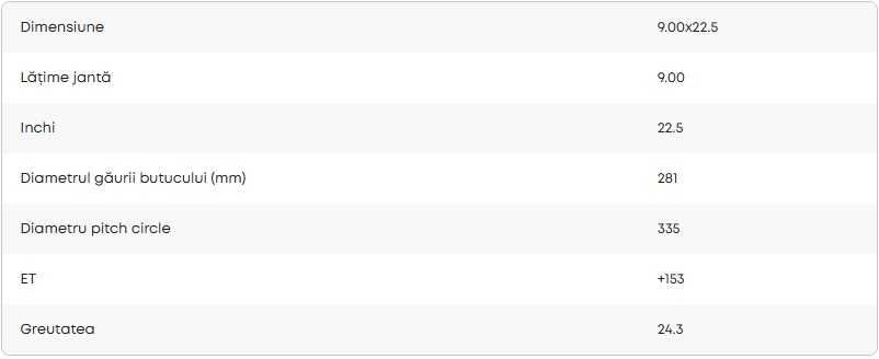 Janta Aluminiu Cap Tractor 9.00x22.5 XLITE ET+153 BRUSHED 26MM