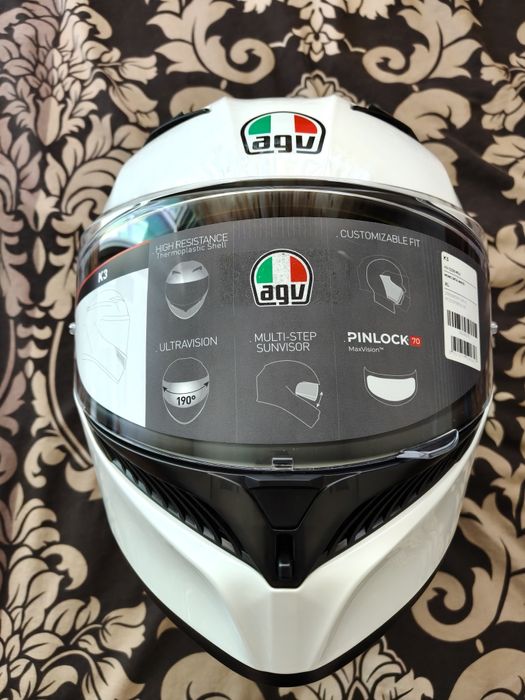 Каска за мотор AGV K3 Solid Seta White