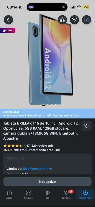 Tabletă 10' Brillar T16, stare foarte bună!