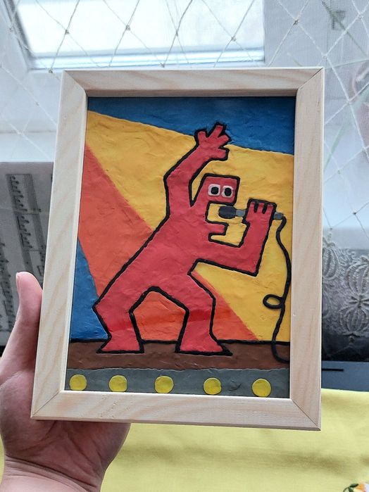 Картина из пластилина в стиле В.Цоя