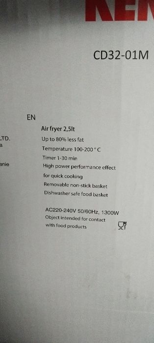 Friteuza cu aer cald / Air frayer,  2,5L