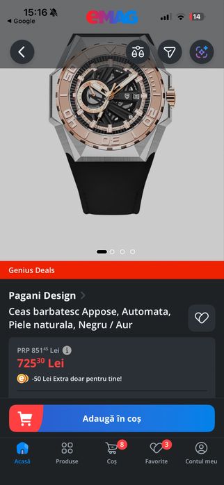 Ceas Pagani Design automat Nou la cutie