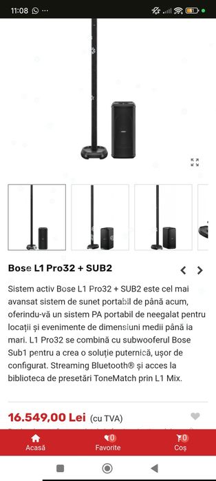 VAND Sistem Bose L1 Pro 32 cu Subwoofer Sub2 NOU!!!