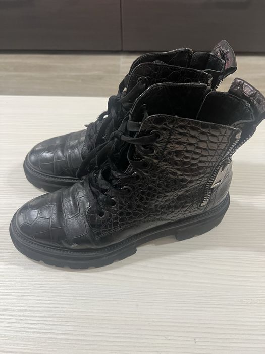 Ghete piele Kennel & Schmenger, negre, model crocodil, mărimea 39