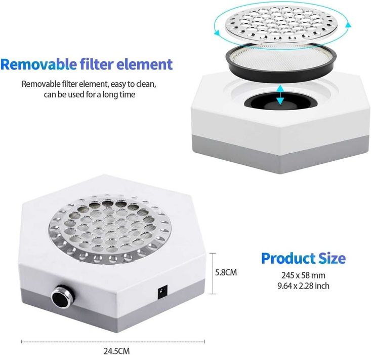 Прахоуловител за нокти, 80W мощен прахоуловител за нокти, вентилатор