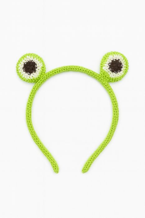 Вязанный ободок лягушка