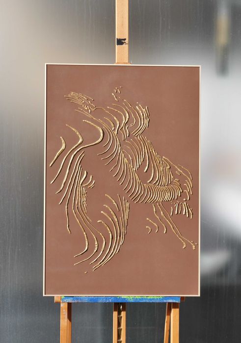 Tablou in relief - Textured art - Foita de aur - Unicat