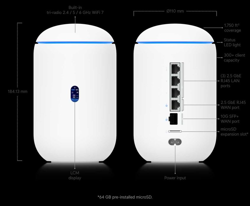 UniFi Dream Router 7, Cloud Gateway 10G SFP+ VPN Firewall WiFi7 UDR7