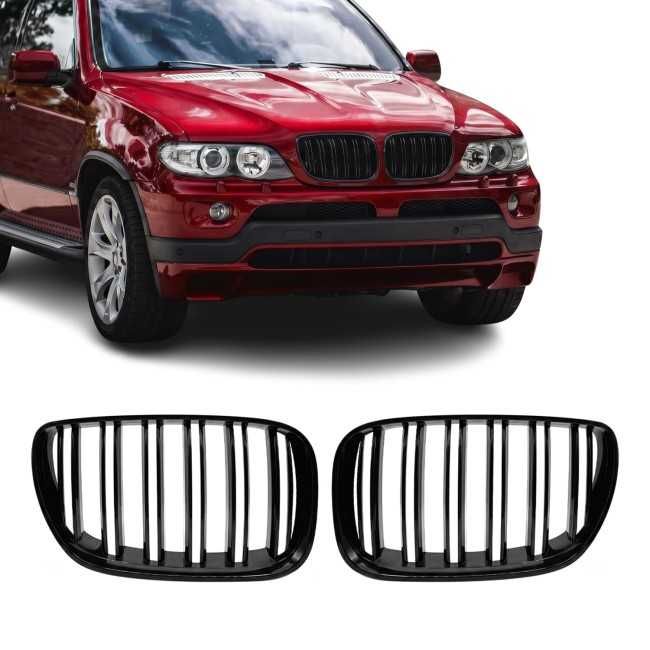 Grile Nari Duble M BMW X5 E53 Facelift LCI (04-06), Negru Lucios, Grila dubla