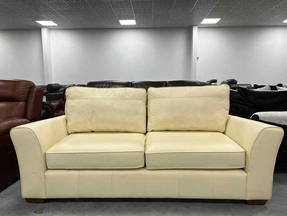 Кремав кожен диван двойка - 100 % естествена кожа