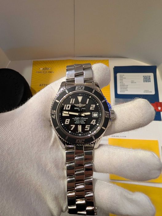 Промо! Breitling SuperOcean 42mm A17364 Black diver часовник