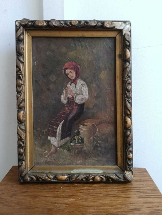 Tablou Vechi pe Panza, Nicolae Vermont - Tarancuta cu Ulcior