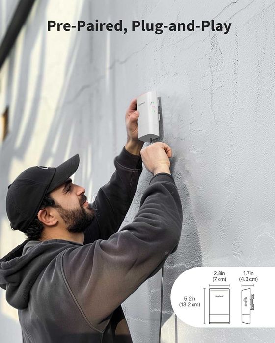 BrosTrend 5GHz 867Mbps WiFi мост от точка до точка, външен, 1км