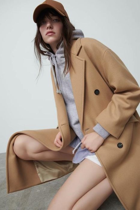 Palton oversize lana Zara Manteco