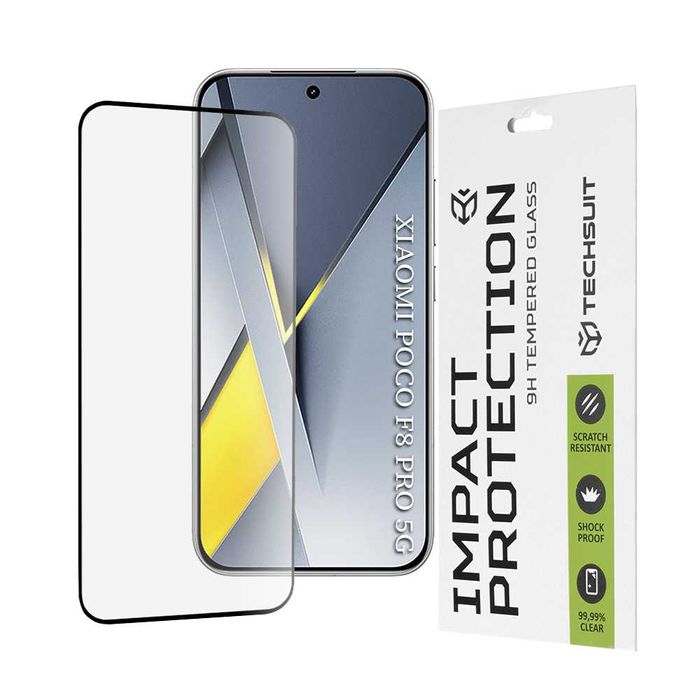 Стъклен протектор Techsuit Full Glue за Xiaomi Poco F8 Pro, Poco F8 Ultra, Poco X8 Pro, X8 Pro Max