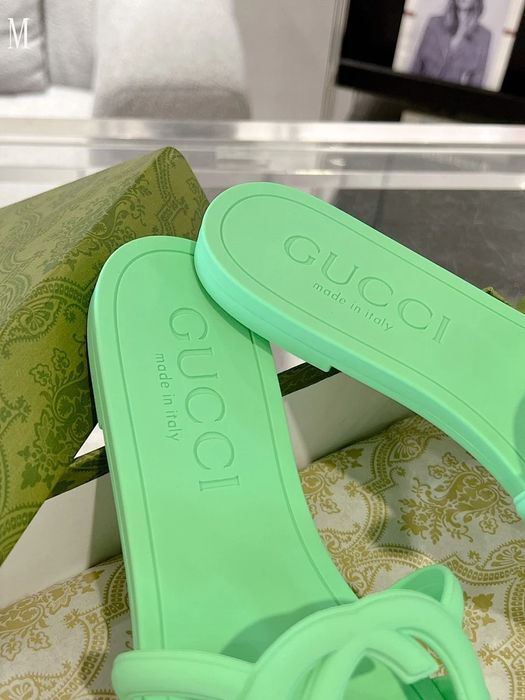 GG Interlocking G Rubber Slide - Green
