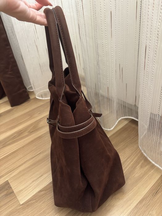 Кафява велурена чанта
