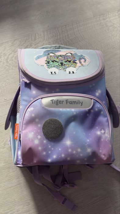 Ghiozdan școlar Tiger Family – mov și roz, cu paiete reversibile