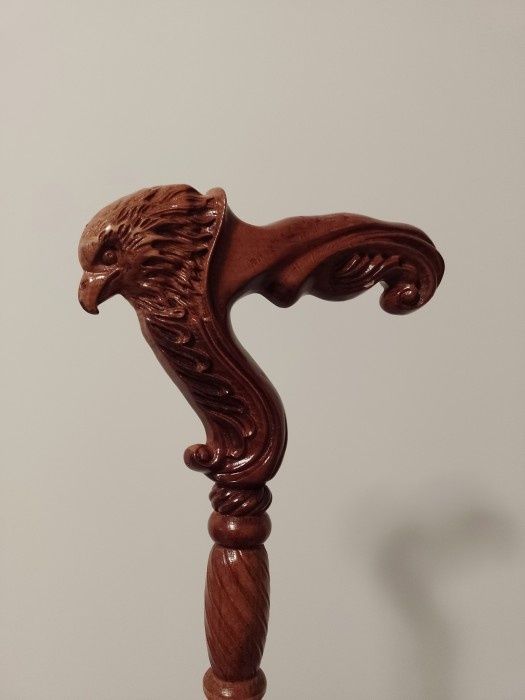Elegant baston mânar vultur sculptat integral manual,piesa deosebia, l
