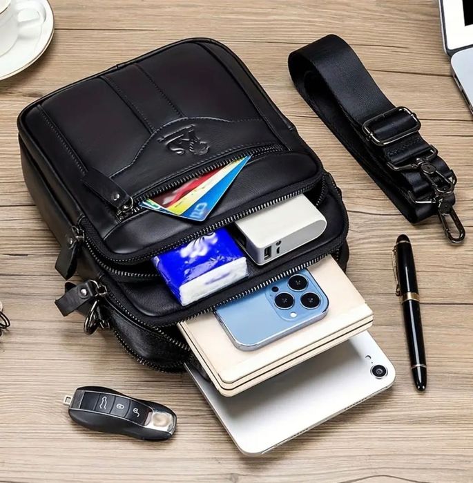 Мъжка бутикова чанта с дръжка /Кафява премиум естест. кожа -7%Промоция