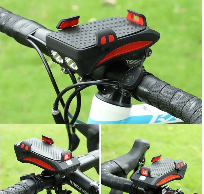 3в1 LED Фар и стойка за телефон мотор скутер колело тротинетка клаксон