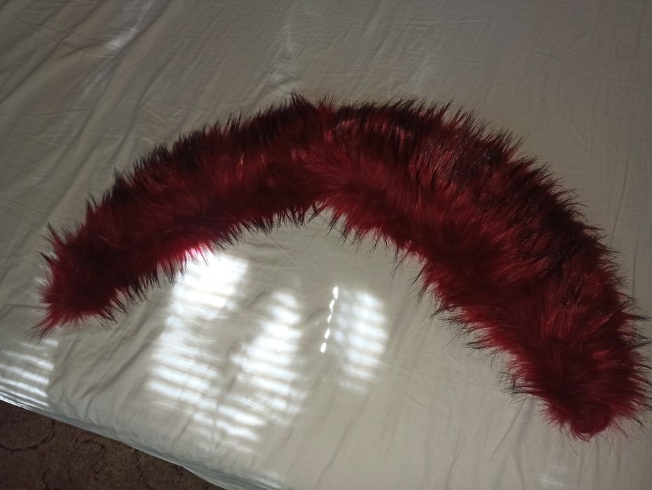 НОВА! Яка с дълъг косъм за палто или яке червена/бордо