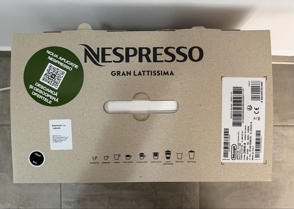 Nespresso De’Longhi Gran Lattissima EN640.B – NOU SIGILAT – Premium Black