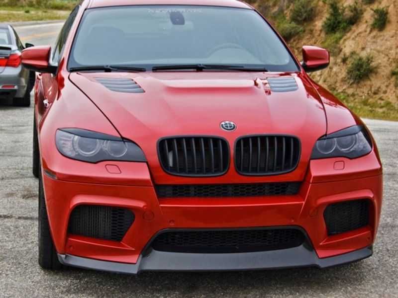 Set 2 Pleoape Faruri Far Adeziv BMW X6 E71 2008 - 2014, Negru Lucios