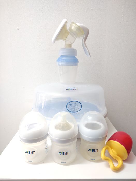 Avent стерилизатор за микровълнова и ръчна помпа за кърма