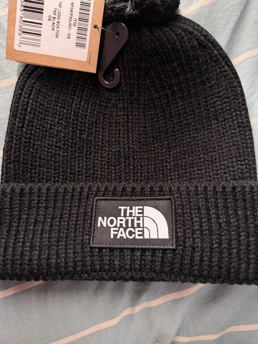 The North Face TNF Logo Box Pom caciula cu ciucure culoare negru noua