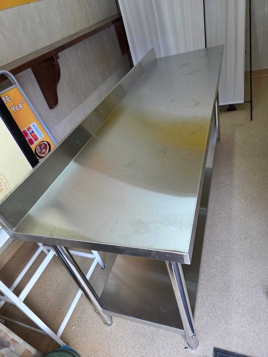 Masa lucru  din inox cu polita 180x60x85H,cu sau fara rebord , pret Producator ,Transport GRATUIT