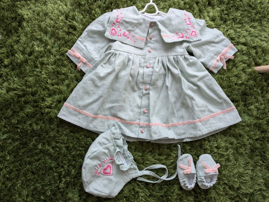 Rochiță fetiță botez, din in, mărimea 74